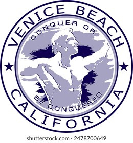 Venice beach T -shirt design, one color decal, vector art, spot color file, Venice beach Arnold Schwarzenegger t shirt