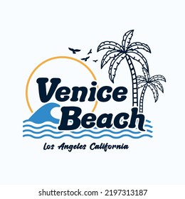 Ilustraciones del vector de la playa de Venecia. Para impresiones de camisetas y otros usos.