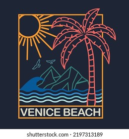 Venice beach theme vector illustrations. For t-shirt prints and other uses.