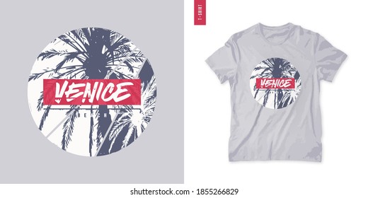 Venice beach. T-shirt vector design, poster, print, template.