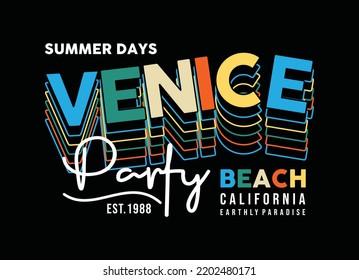 Venice beach typography graphic design, for t-shirt prints, vector illustration