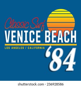 Venice beach typography, t-shirt graphics, vectors 