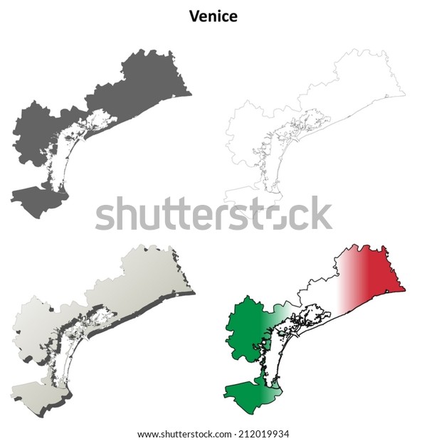 Venice\
blank detailed outline map set - vector\
version