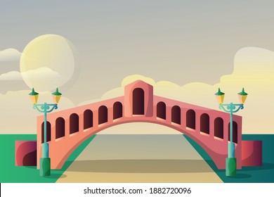Venice bridge illustration landscape for a tourist attraction