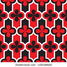 Venice carnival geometric seamless pattern for background, wrapping paper, fabric, surface design. red and black classic reparable motif