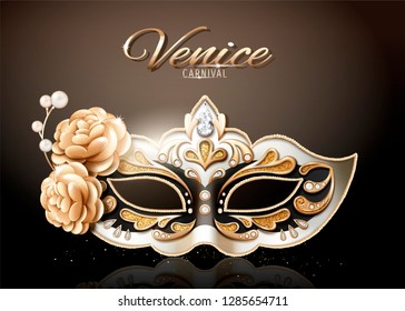 Venice carnival glittering mask in 3d illustration