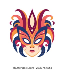 Venice carnival mask isolated on white background. Venetian carnival mask in flat style. Vector stock