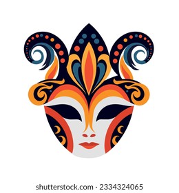 Venice carnival mask isolated on white background. Venetian carnival mask in flat style. Vector stock