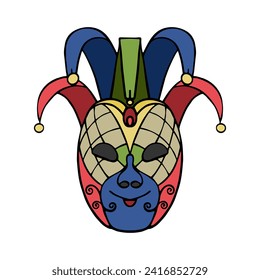 Venice carnival mask isolated on white background. Venetian carnival mask in flat style. Vector stock