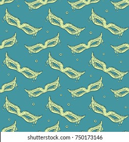 venice carnival mask seamless pattern. hand drawn illustration