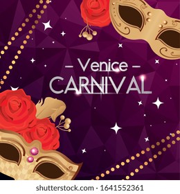 venice carnival with masks and decoration vector illustration design