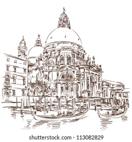 Venecia - Catedral de Santa Maria della Salute - boceto vectorial