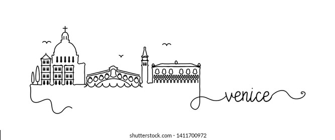 Venice City Skyline Doodle Sign