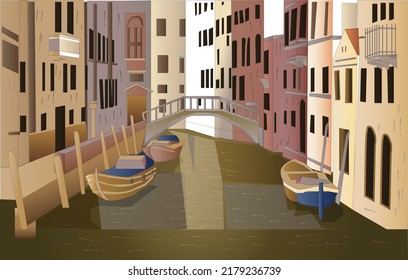 Venice City View Landscape Panorama Background Vector Illustration