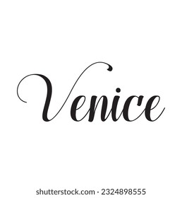 Venice - custom calligraphy text on white background.