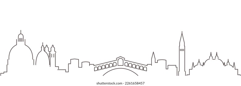 Venice Dark Line Simple Minimalist Skyline With White Background