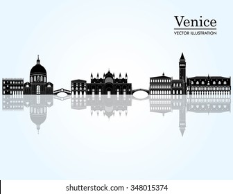 Venice detailed skyline silhouette. Vector illustration