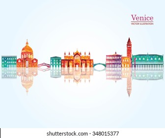 Venice detailed skyline silhouette. Vector illustration