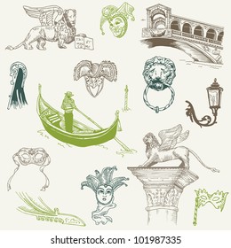 Venice Doodles - hand drawn - for design and scrapbook in vector