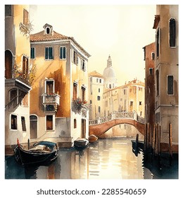 Venice Grand Canal in Italy vector illustration eps 10. Good for poster, gift, package, cover, books, notebooks, billboard, print, boxing, T-shirt design