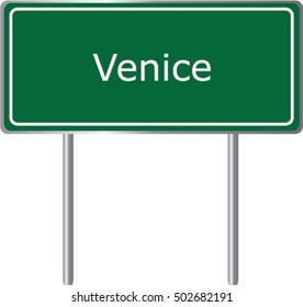 Venice , Illinois , road sign green vector illustration, road table, USA city