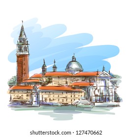 Venecia - Isla de San Giorgio Maggiore. Esbozo vectorial. Eps10