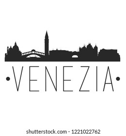 Venice Italy City Skyline Silhouette City Design Vector Famous Monuments.