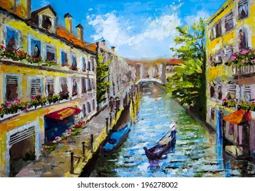 Venice, Italy - oil painting style