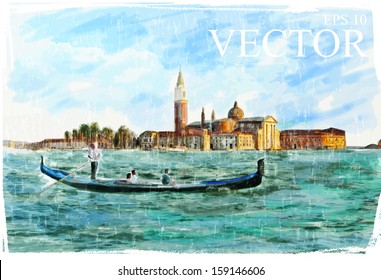 Venice, Italy - Piazza San Marco, watercolor style