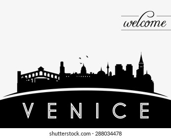 Venice Italy skyline silhouette black vector design on white background.