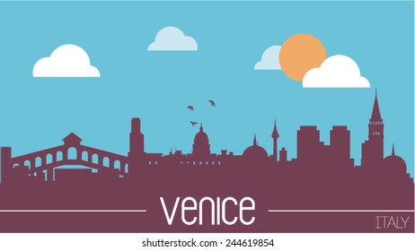 Venice Italy skyline silhouette flat design vector illustration