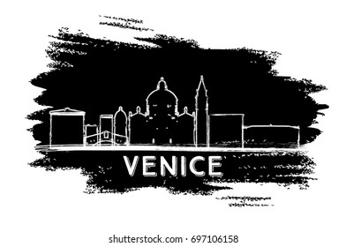 Venice Italy Skyline Silhouette. Hand Drawn Sketch. Vector Illustration. Business Travel and Tourism Concept with Modern Architecture. Image for Presentation Banner Placard and Web Site.