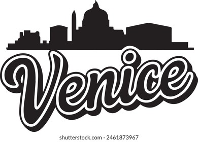 Venice Italy Skyline Silhouette Vector