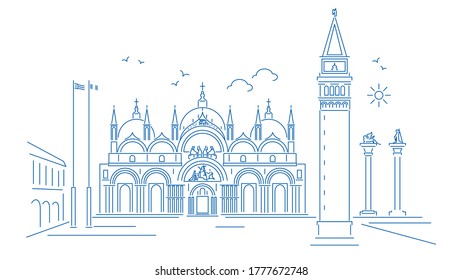 Venice Italy skyline vector illustration