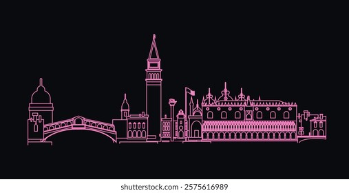 Venice Italy skyline vector illustration