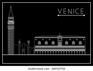 Venice. Italy. St. Mark's Square (Piazza San Marco). Suitable for invitation, flyer, sticker, poster, banner, card,label, cover, web. Vector illustration.