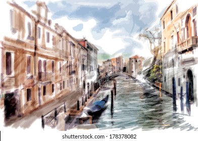 Venice, Italy - watercolor style
