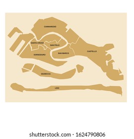 VENICE MAP WITH STREETS OF THE CITY GOLD