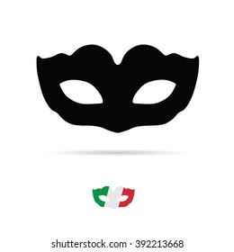 venice mask illustration with italy flag