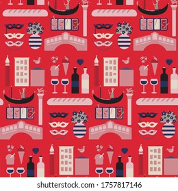 Venice pattern seamless decorative design. Travel and tourism decoration series.