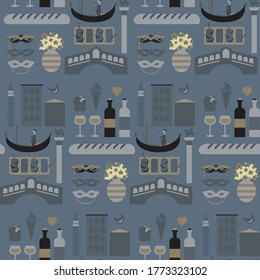 Venice pattern seamless decorative design. Travel and tourism decoration series.