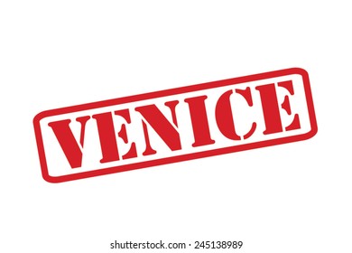 VENICE Red Rubber Stamp Vector over a white background.