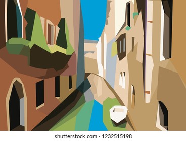 Venice river vector art