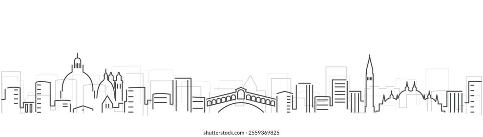 Venice Simple Dark Lines Skyline on White Background