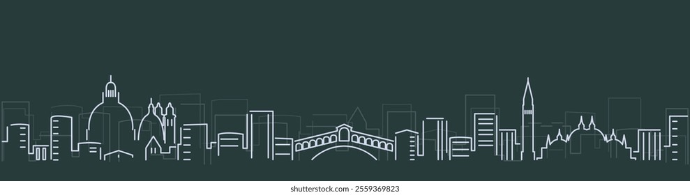 Venice Simple Lines Skyline on Dark Background