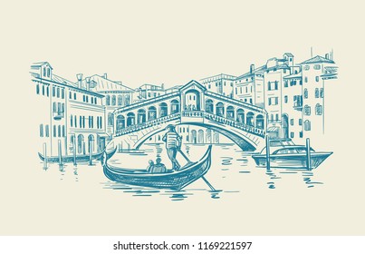 Venice in sketchy style. Vector illustration hand drawn
