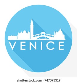 Venice Skyline Button Icon Round Flat Stock Vector (Royalty Free ...