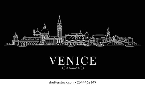 Venice Skyline Italy Cityscape Illustration.