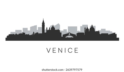Venice Skyline Italy Silhouette Vector.