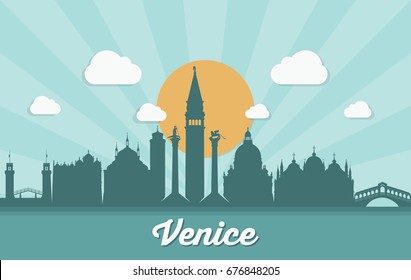 Venice skyline - Italy - vector illustration